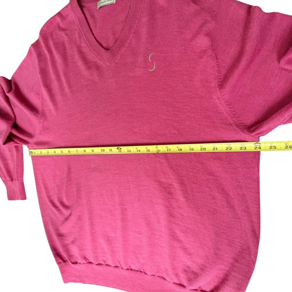 Merino Wool V-Neck Sweater Mens XL Raspberry Red Classic Old Money Quiet Luxury - Picture 4 of 12